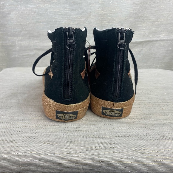 Vans SK8 Hi Zip Rose Gold Glitter Black Skate Shoes Sneakers Little Kids Size 6 - Picture 5 of 7